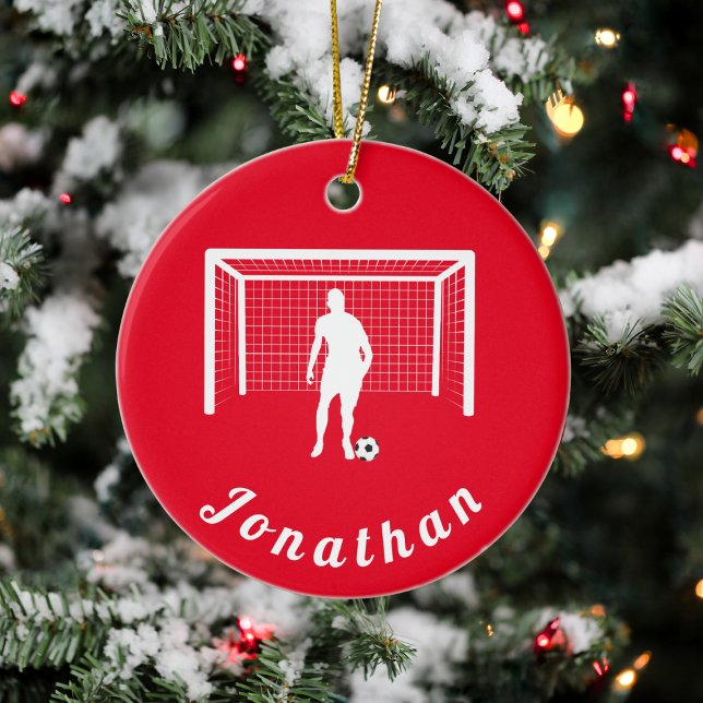 Personalised Soccer Football Player Goalie Keeper Ceramic Tree Decoration (Creator Uploaded)