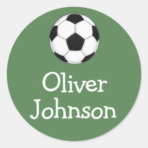 Personalised Soccer Football School Name Classic Round Sticker