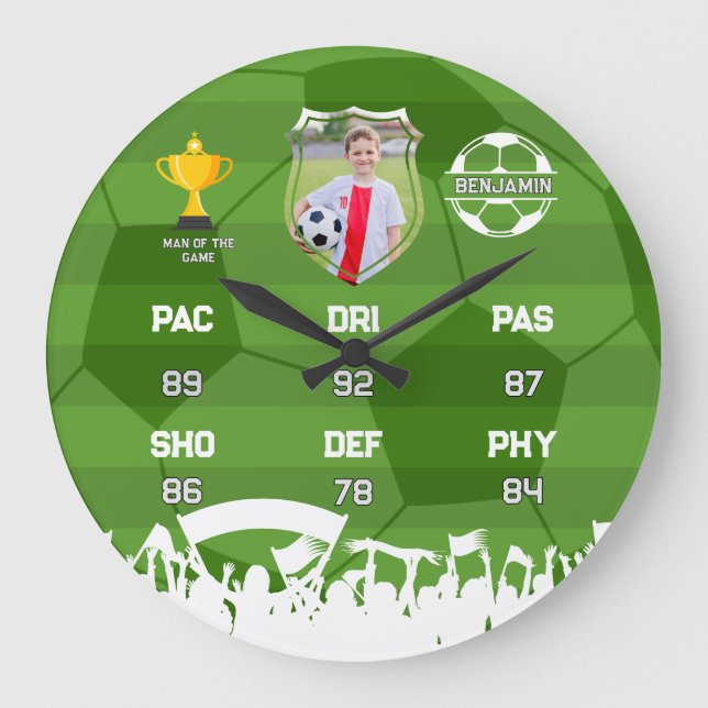 Personalised Soccer Gift For Kids, Custom Fut Card Large Clock (Front)