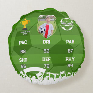 Personalised Soccer Gift For Kids, Custom Fut Card Round Cushion