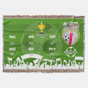 Personalised Soccer Gift For Kids, Custom Fut Card Throw Blanket