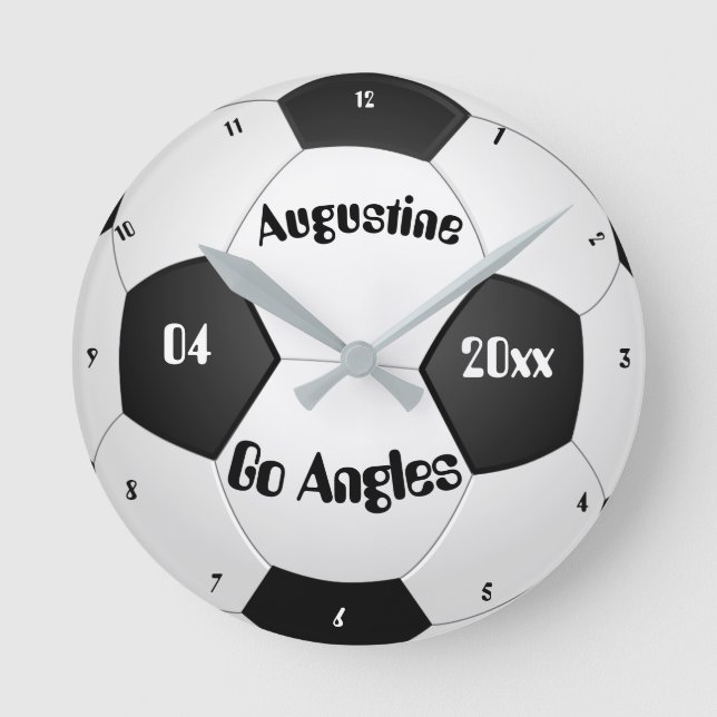 Personalised Soccer Gifts for Boys & Girls clock. Round Clock (Front)