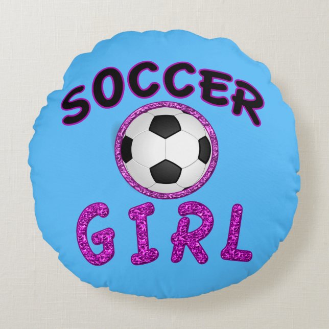Personalised Soccer Girl Pillow with NAME on Back (Front)