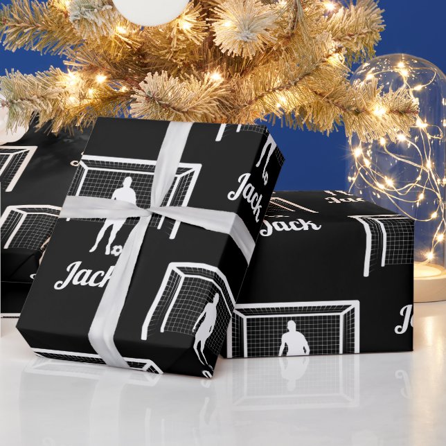 Personalised Soccer Goalie Goalkeeper Football Men Wrapping Paper (Holidays)