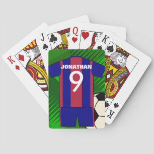 Personalised soccer jersey and ball playing cards