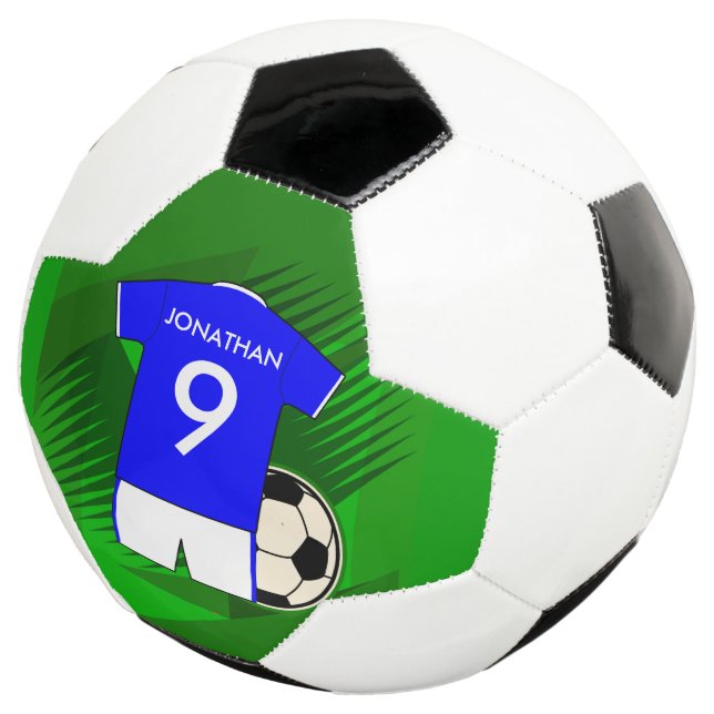 Personalised Soccer Jersey Blue and White Football (Three Quarter)