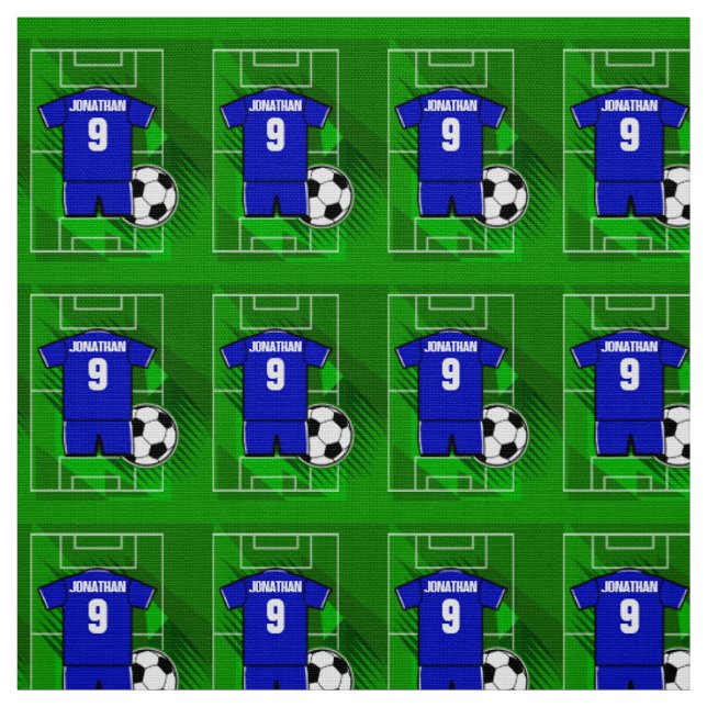 Personalised Soccer Jersey Blue with White Fabric (Swatch)