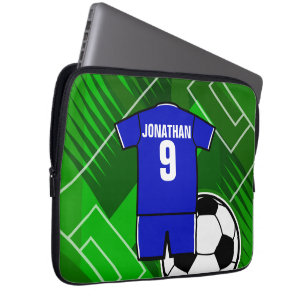 Personalised Soccer Jersey Blue with White Laptop Sleeve