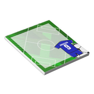 Personalised Soccer Jersey Blue with White Notepad