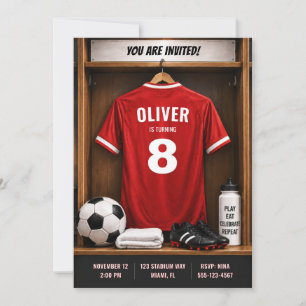 Personalised Soccer Jersey Boy Birthday Invitation