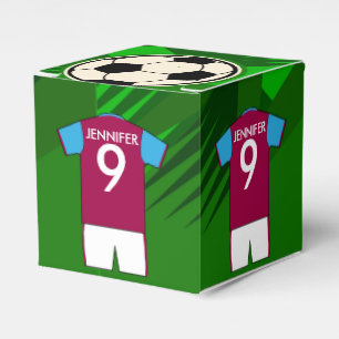 Personalised Soccer Jersey Claret and Blue Favour Box