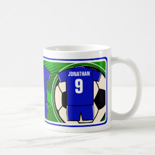Personalised Soccer Jersey name and number blue Coffee Mug