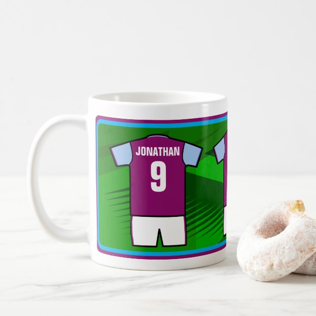 Personalised Soccer Jersey name and number Coffee Mug (With Donut)