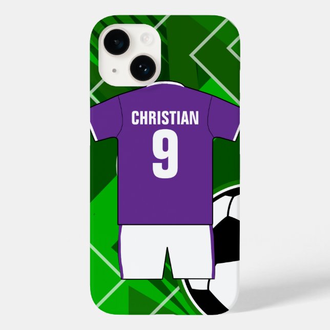Personalised Soccer Jersey Purple and White Case-Mate iPhone Case (Back)