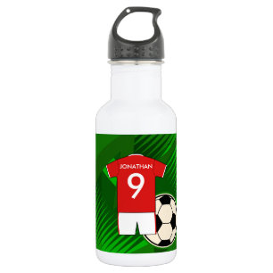 Personalised Soccer Jersey Red and White 532 Ml Water Bottle