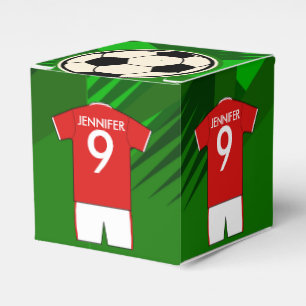 Personalised Soccer Jersey Red and White Favour Box