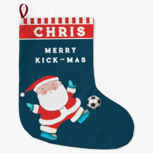 Personalised Soccer Large Christmas Stocking