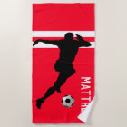 Personalised Soccer Mad | Football Red Beach Towel