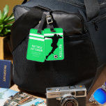Personalised Soccer Mad | Footballer Green Travel Luggage Tag<br><div class="desc">Cool sporty luggage tag of a soccer player playing football personalised with your child's name.</div>