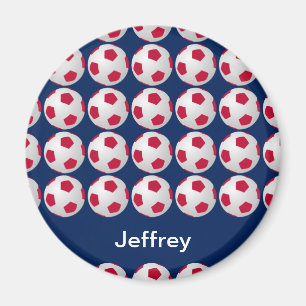 Personalised Soccer Magnet, Red White and Blue Magnet