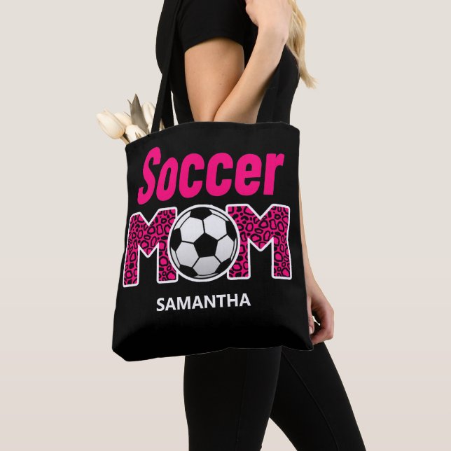 Personalised Soccer Mum Custom Name Tote Bag (Close Up)