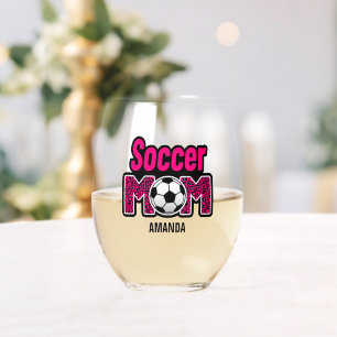 Personalised Soccer Mum Mother's Day Stemless Wine Glass