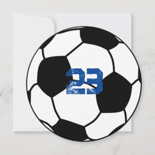 Personalised Soccer Number Flat Thank You Card
