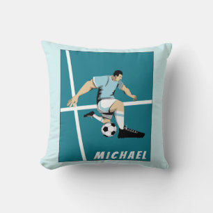 Personalised Soccer Player Coach Illustration Cool Cushion