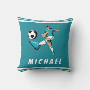 Personalised Soccer Player Cool Graphics Striped Cushion