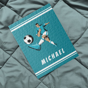Personalised Soccer Player Cool Graphics Striped   Jigsaw Puzzle