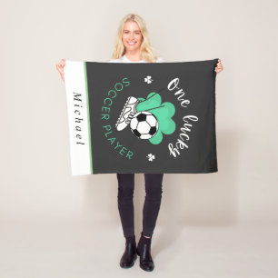 Personalised Soccer Player Funny St. Patrick Sport Fleece Blanket