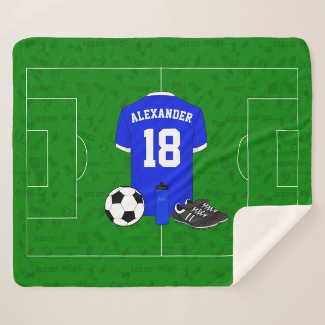 Personalised soccer shirt sherpa blanket (Front (Horizontal))
