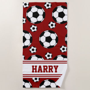 Personalised Soccer Sports Summer Beach Towel