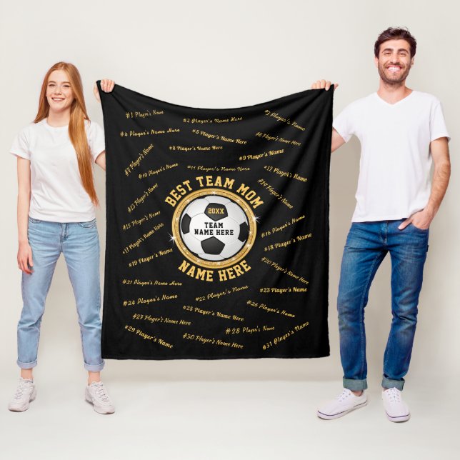 Personalised Soccer Team Mum Gifts, ALL Players Fleece Blanket (In Situ)
