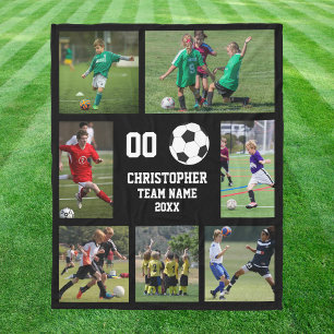 Personalised Soccer Team Photo Collage Fleece Blanket