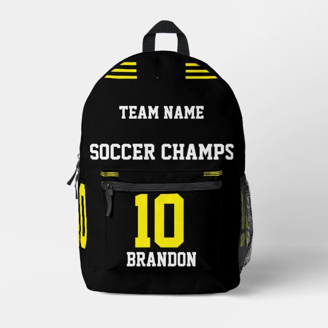 Personalised Soccer Y & W Modern Printed Backpack (Front)
