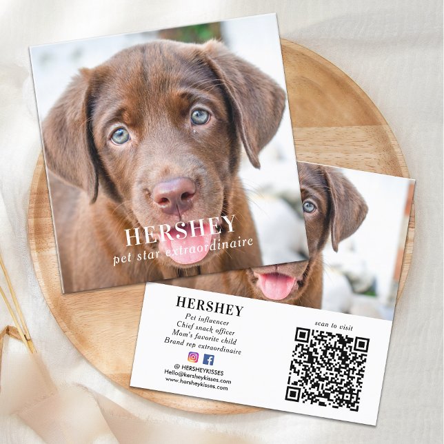 Personalised Social Media 2 Photo QR Code Square Business Card (Creator Uploaded)