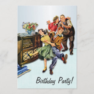 Personalised Sock Hop Birthday Party Retro Invitation