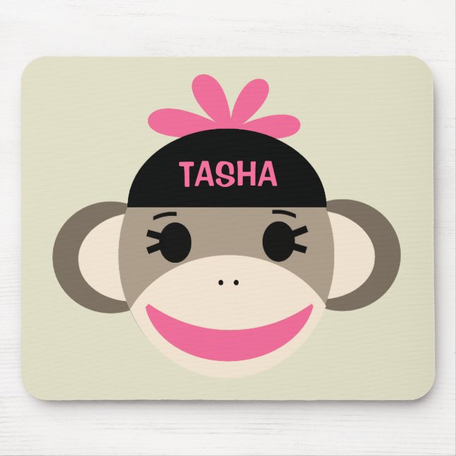 Personalised Sock Monkey Mousepad for Kids (Front)