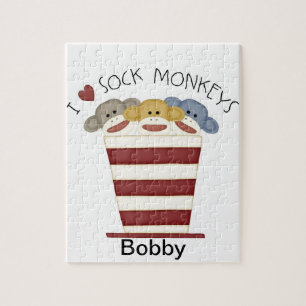 Personalised Sock Monkey Puzzle /Toy