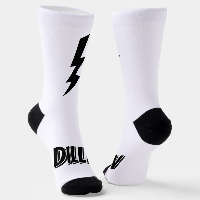Personalised socks with lightning bolt design (Angled)