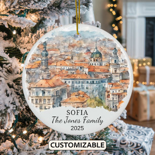 Personalised Sofia Ornament, Bulgaria Gift Ceramic Tree Decoration
