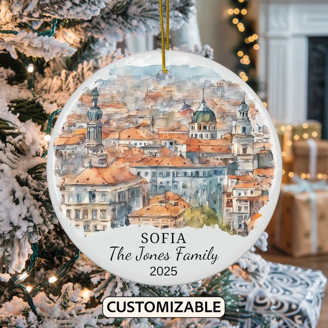 Personalised Sofia Ornament, Bulgaria Gift Ceramic Tree Decoration (Creator Uploaded)