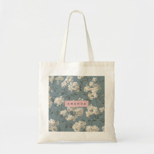 Personalised Soft Blue Almond Blossom Floral Style Tote Bag