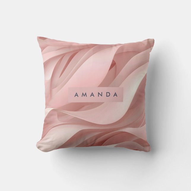 Personalised Soft Blush Pink Abstract Flow Design Cushion (Front)