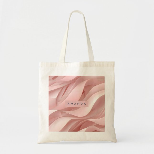 Personalised Soft Blush Pink Abstract Flow Design Tote Bag (Front)