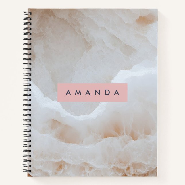 Personalised Soft Cream Onyx Marble Texture  Notebook (Front)