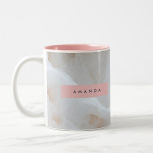 Personalised Soft Cream Onyx Marble Texture  Two-Tone Coffee Mug