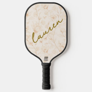 Personalised Soft Florals Name Pickleball Design Paddle