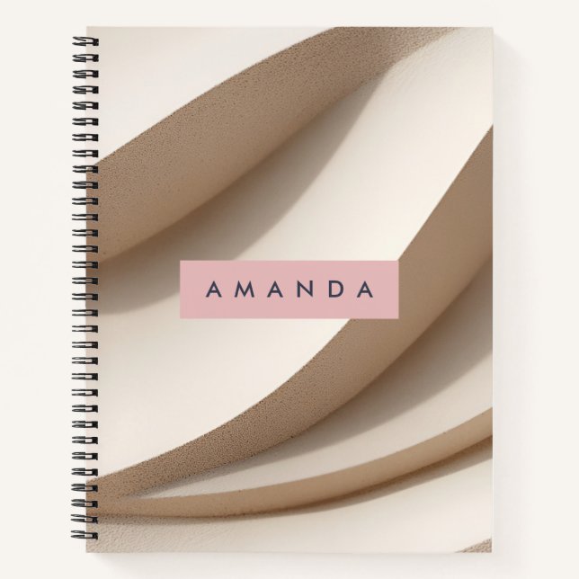 Personalised Soft Minimal Beige Wave Style Notebook (Front)